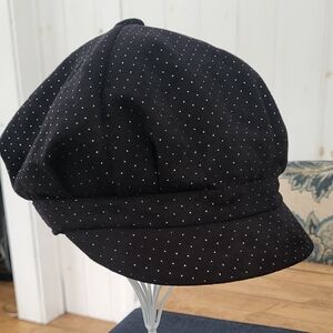 Y2K Faux Suede Rhinestone Embellished Newsboy Hat Cap